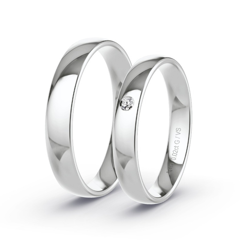 Wedding Rings 925 Silver - 0.02ct Diamonds - Model N°1004