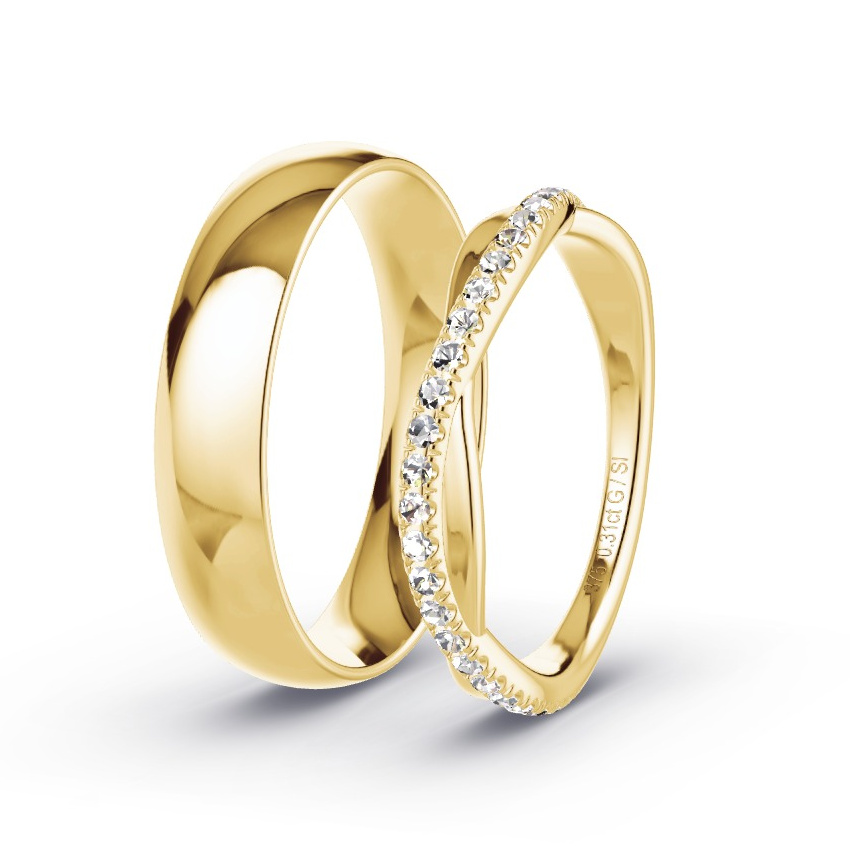 Wedding Rings 9ct Yellow Gold - 0.31ct Diamonds - Model N°1020