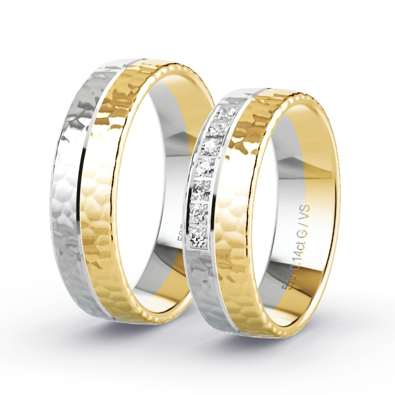 Wedding Rings 14ct Yellow Gold/White Gold - 0.14ct Diamonds - Model N°1656