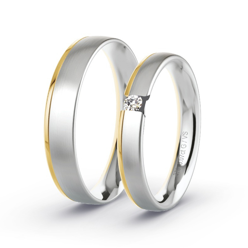 Wedding Rings 9ct Yellow Gold/White Gold - 0.07ct Diamonds - Model N°1747
