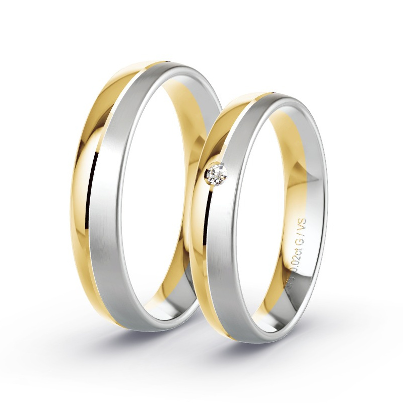 Wedding Rings 9ct Yellow Gold/White Gold - 0.02ct Diamonds - Model N°1748