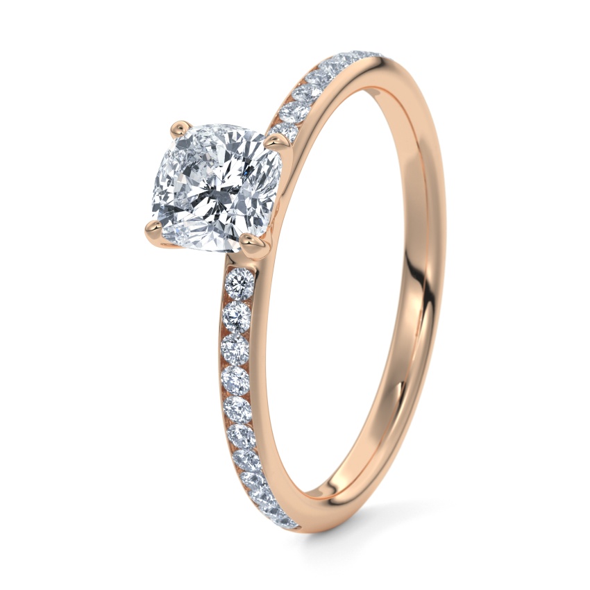 Engagement Ring 14ct Rose Gold - 0.70ct Diamonds - Model N°3013 Cushion, Channel