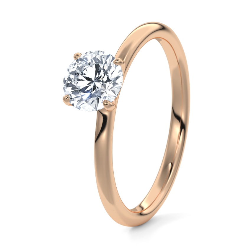 Engagement Ring 14ct Apricot Gold - 0.15ct Diamonds - Model N°3013 Brilliant, Solitaire