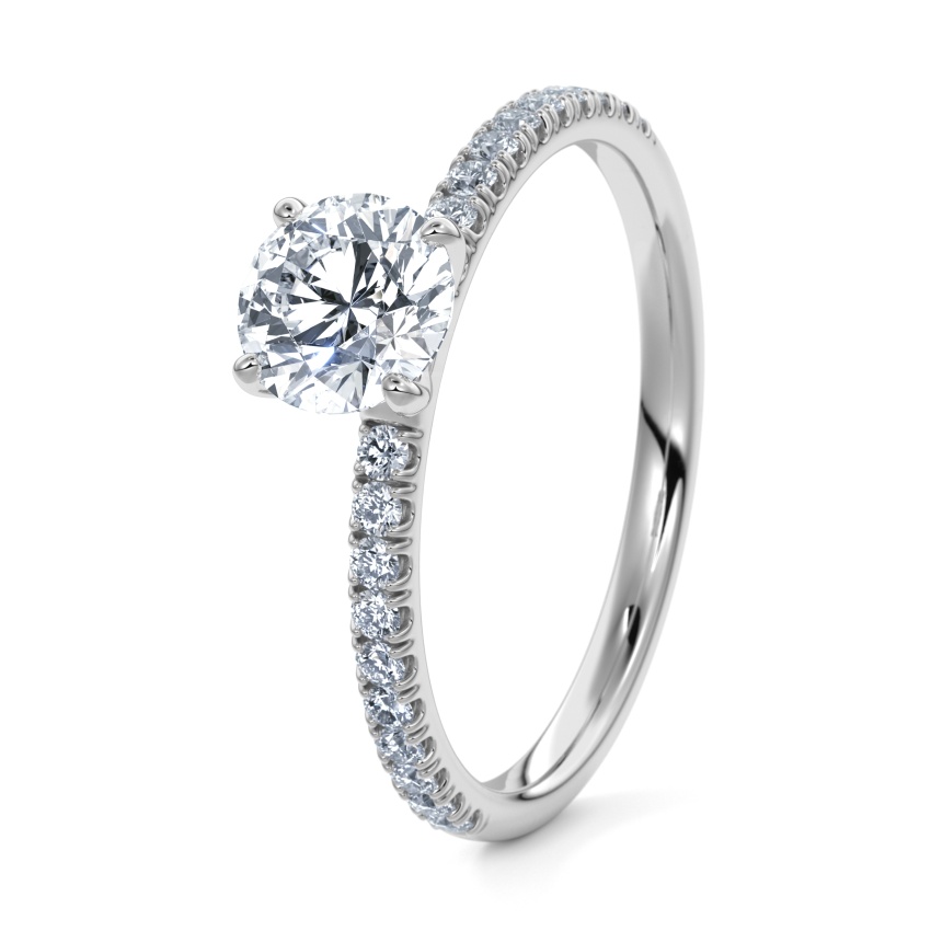 Engagement Ring 950 Palladium - 0.35ct Diamonds - Model N°3013 Brilliant, Pavé