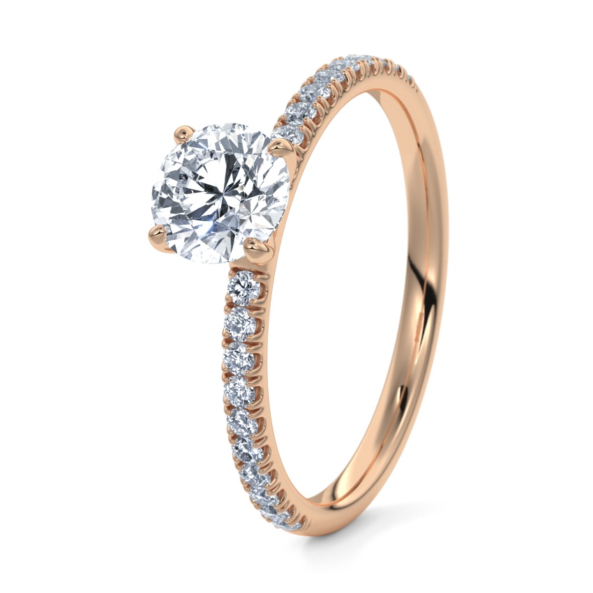 Pierścionek zaręczynowy Brzoskwiniowe złoto 585 - 0.35 ct diamentem - Model N°3013 Brylant, Pavé