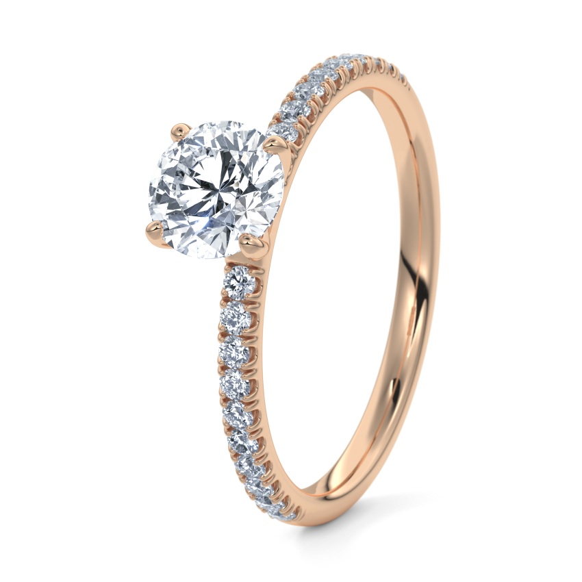 Engagement Ring 9ct Rose Gold - 0.35ct Diamonds - Model N°3013 Brilliant, Pavé