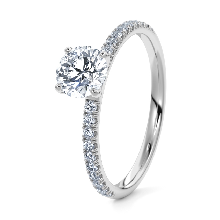 Engagement Ring 9ct White Gold - 0.35ct Diamonds - Model N°3013 Brilliant, Pavé