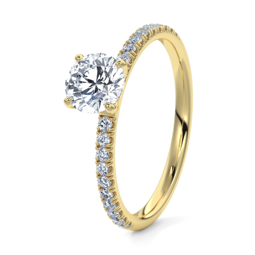 Engagement Ring 9ct Yellow Gold - 0.35ct Diamonds - Model N°3013 Brilliant, Pavé