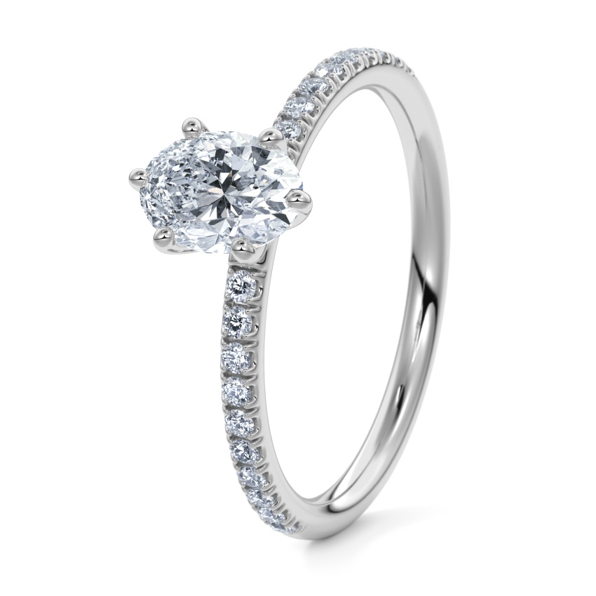 Engagement Ring 950 Palladium - 0.50ct Diamonds - Model N°3014 Oval, Pavé