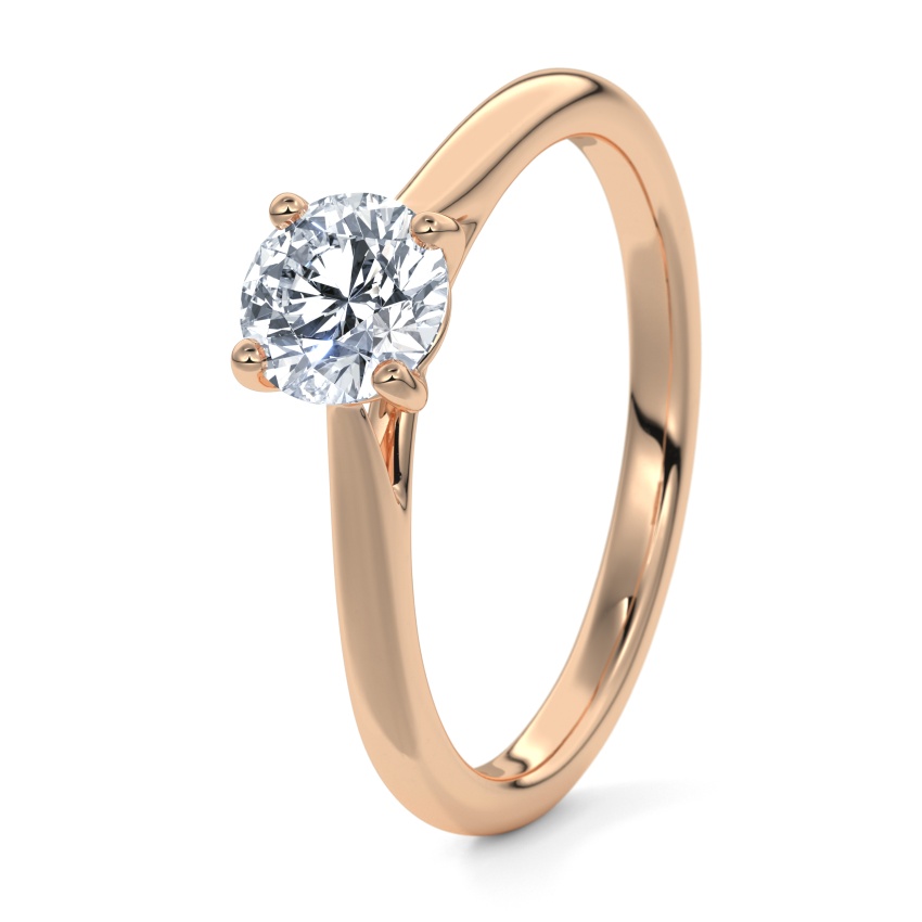 Engagement Ring 14ct Apricot Gold - 0.15ct Diamonds - Model N°3015 Brilliant, Solitaire