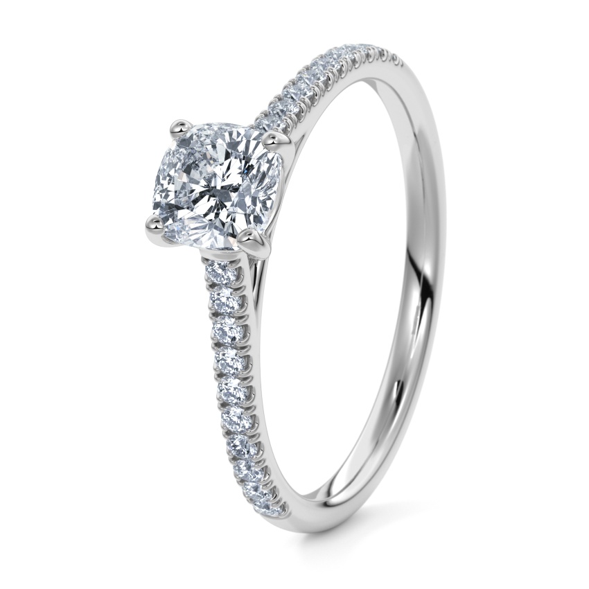 Engagement Ring 950 Palladium - 0.70ct Diamonds - Model N°3015 Cushion, Pavé