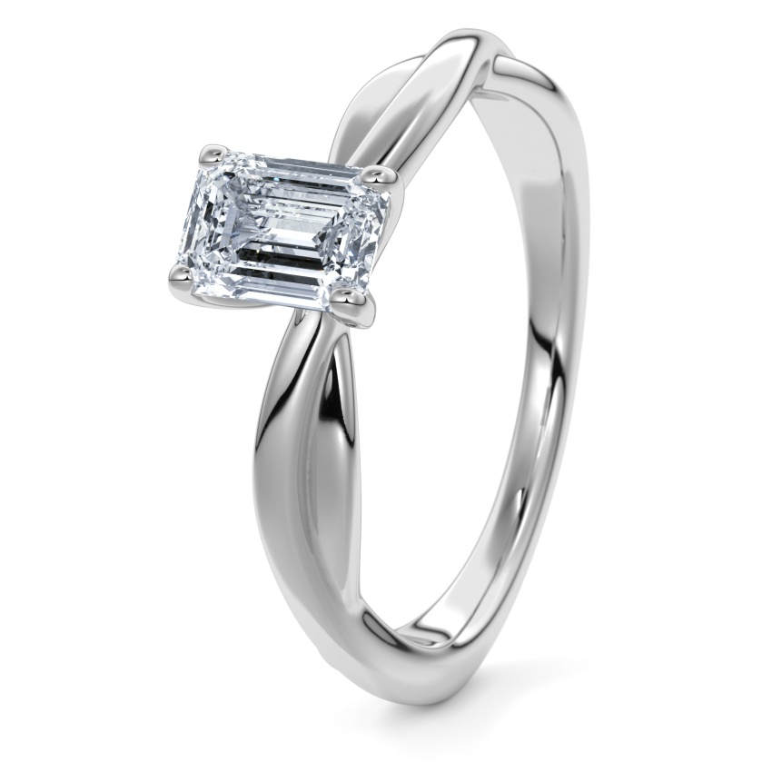 Engagement Ring 950 Palladium - 0.30ct Diamonds - Model N°3016 Emerald, Solitaire