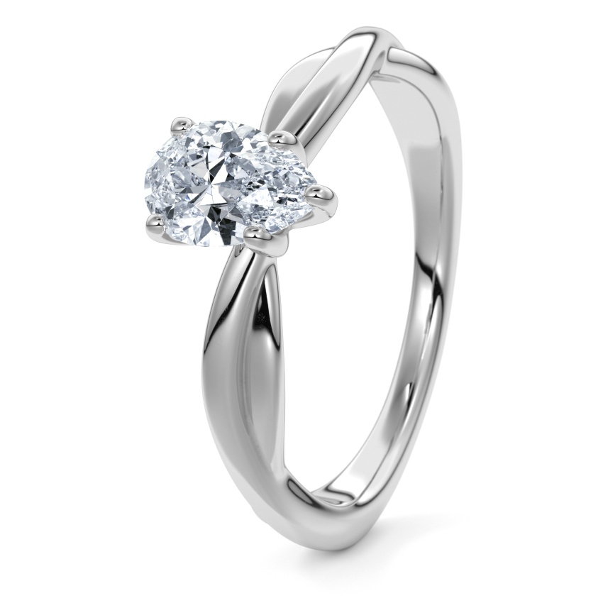Engagement Ring 950 Palladium - 0.30ct Diamonds - Model N°3016 Pear, Solitaire