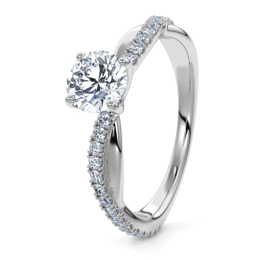 Engagement Ring 950/- Platinum - 0.60ct Diamonds - Model N°3016 Brilliant, Pavé
