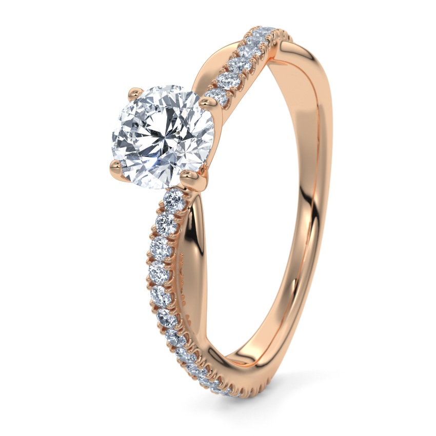 Engagement Ring 14ct Apricot Gold - 0.60ct Diamonds - Model N°3016 Brilliant, Pavé