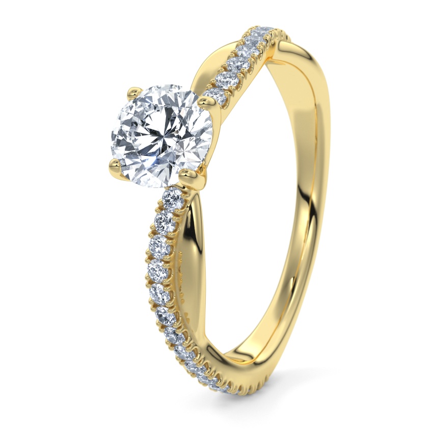 Engagement Ring 9ct Yellow Gold - 0.60ct Diamonds - Model N°3016 Brilliant, Pavé