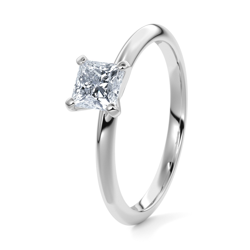 Engagement Ring 18ct White Gold - 0.30ct Diamonds - Model N°3021 Princess, Solitaire